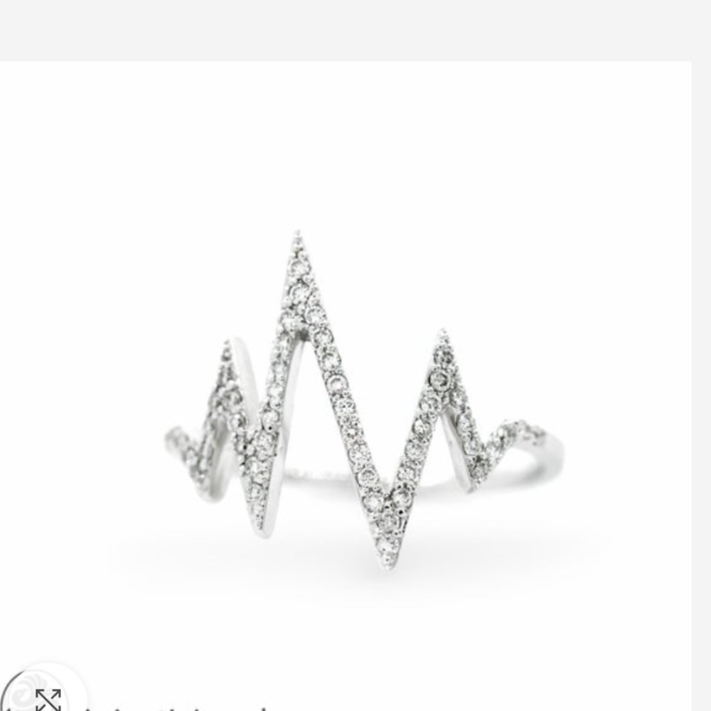 EF Collection White Gold Diamond Zigzag Ring sz 8